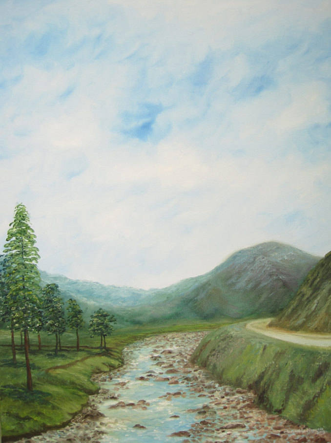 © Marianela Noguera "Mountain River" 18" x 24" Oil on canvas. Oil paintings