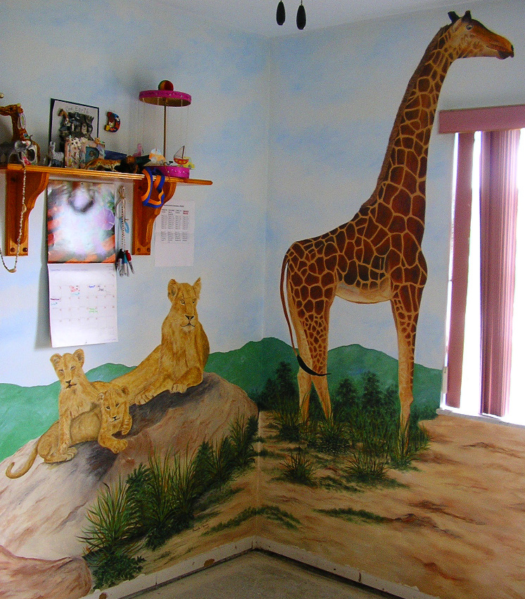 ©Marianela Noguera. Custom made mural. African Mural 10' x 10' walls room. 