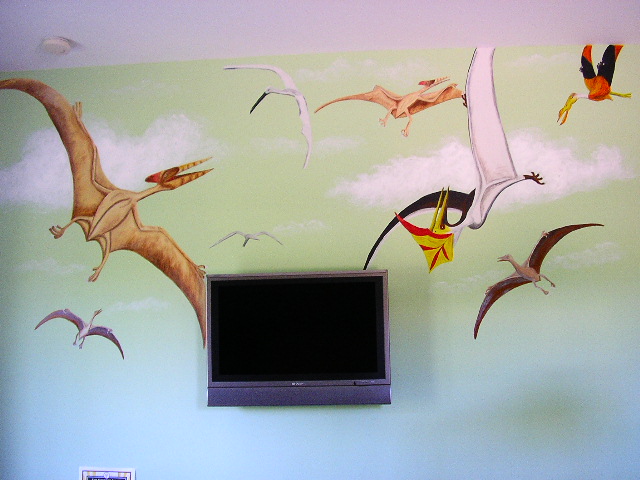 ©Marianela Noguera. Custom made mural. Flying Reptiles 10' x 4'